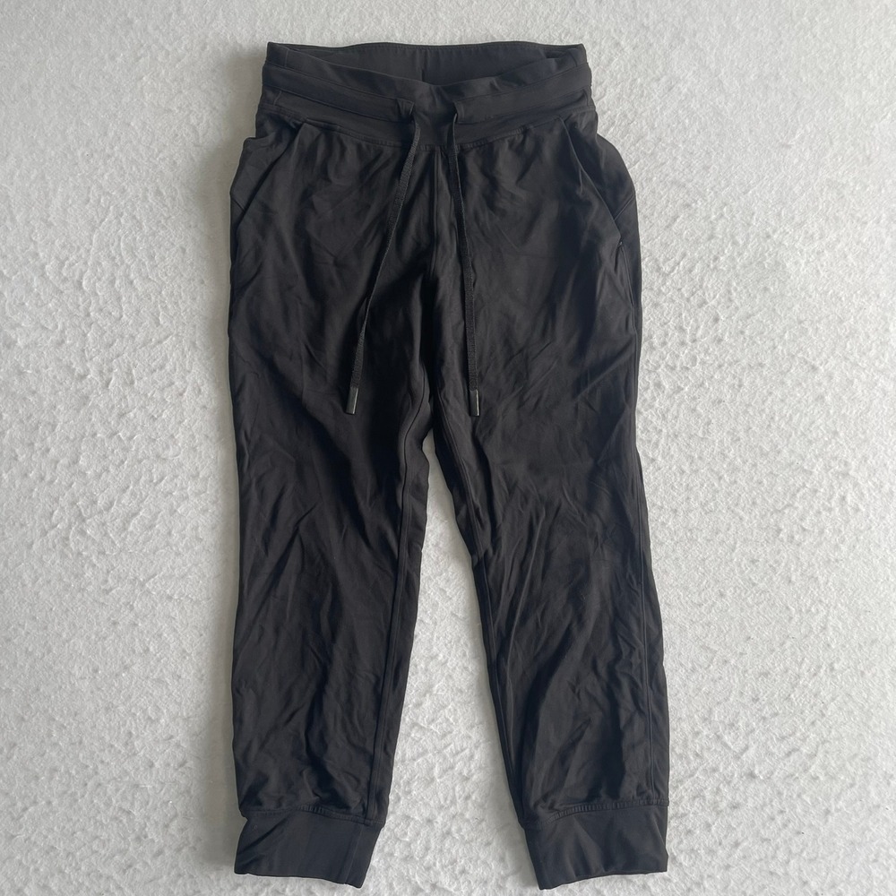 Lululemon Jogger Womens 4 Black On the Fly‎ 7/8 Pant Elastic Waist Pocket